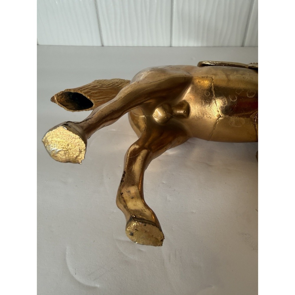 Vintage MCM Brass Like Western Style Horse w Saddle Nostalgic Americana Decor - Picture 15 of 16